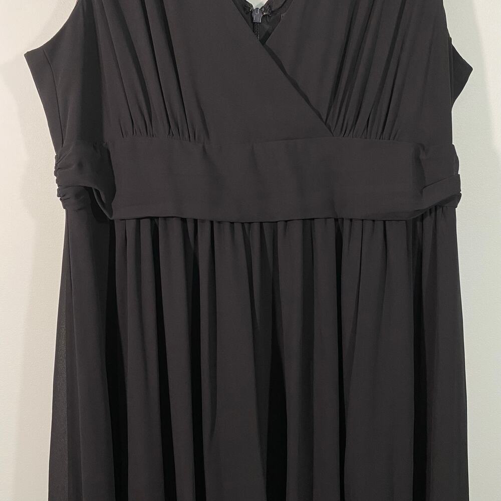 Lulu's Black V-neck Surplice Sleeveless Chiffon Maxi Dress 3X Bridesmaid Wedding - Picture 9 of 9